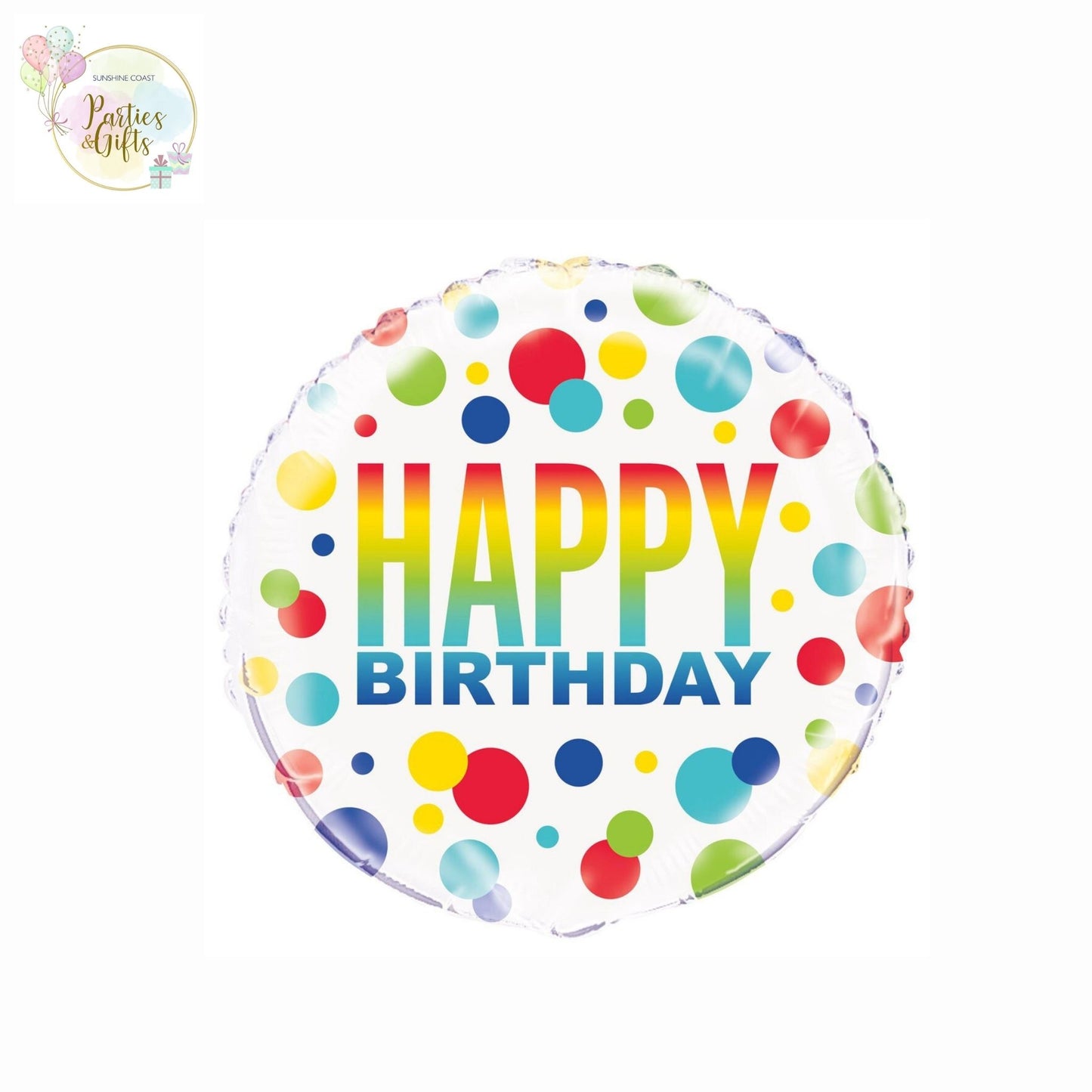 RAINBOW SPOTS HAPPY BIRTHDAY FOIL BALLOON - 45CM