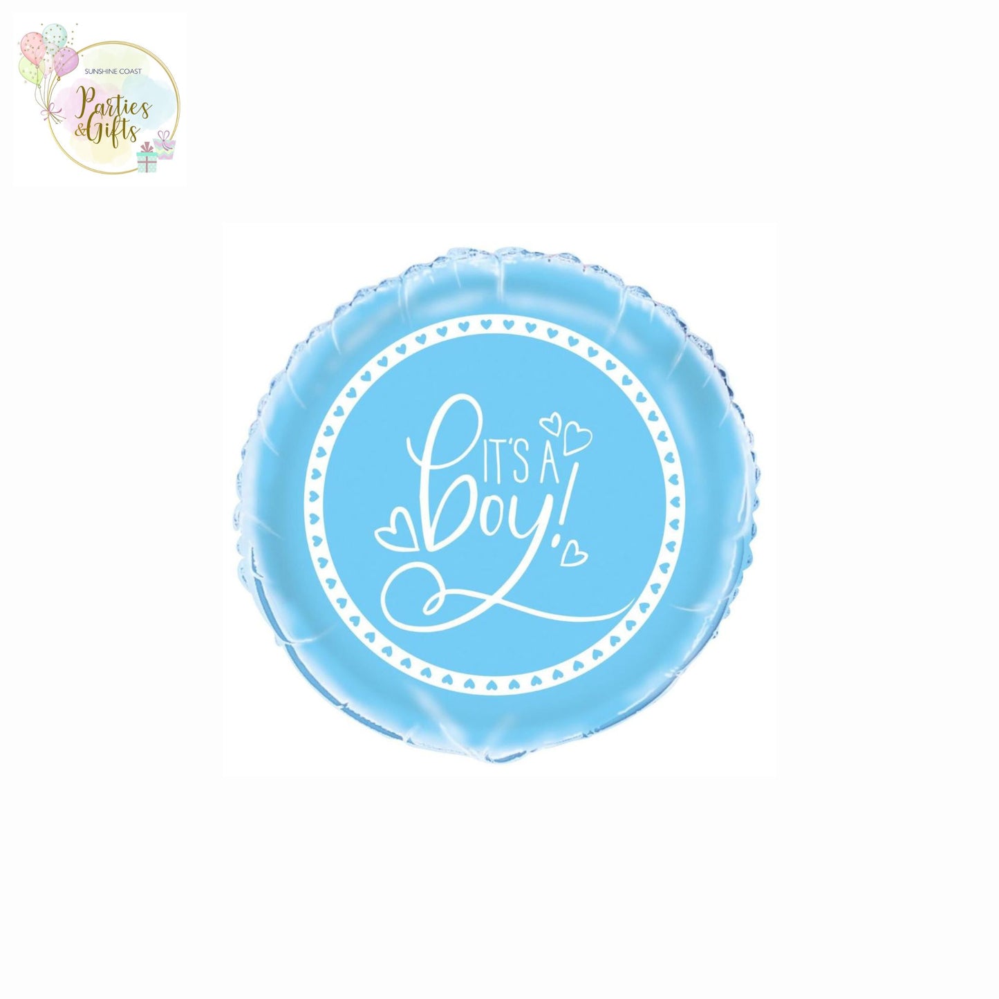 BABY SHOWER HEARTS BLUE IT'S A BOY FOIL BALLOON - 45CM