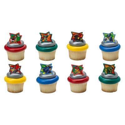 POWER RANGERS COLOUR CUPCAKE RINGS - PACK OF 12