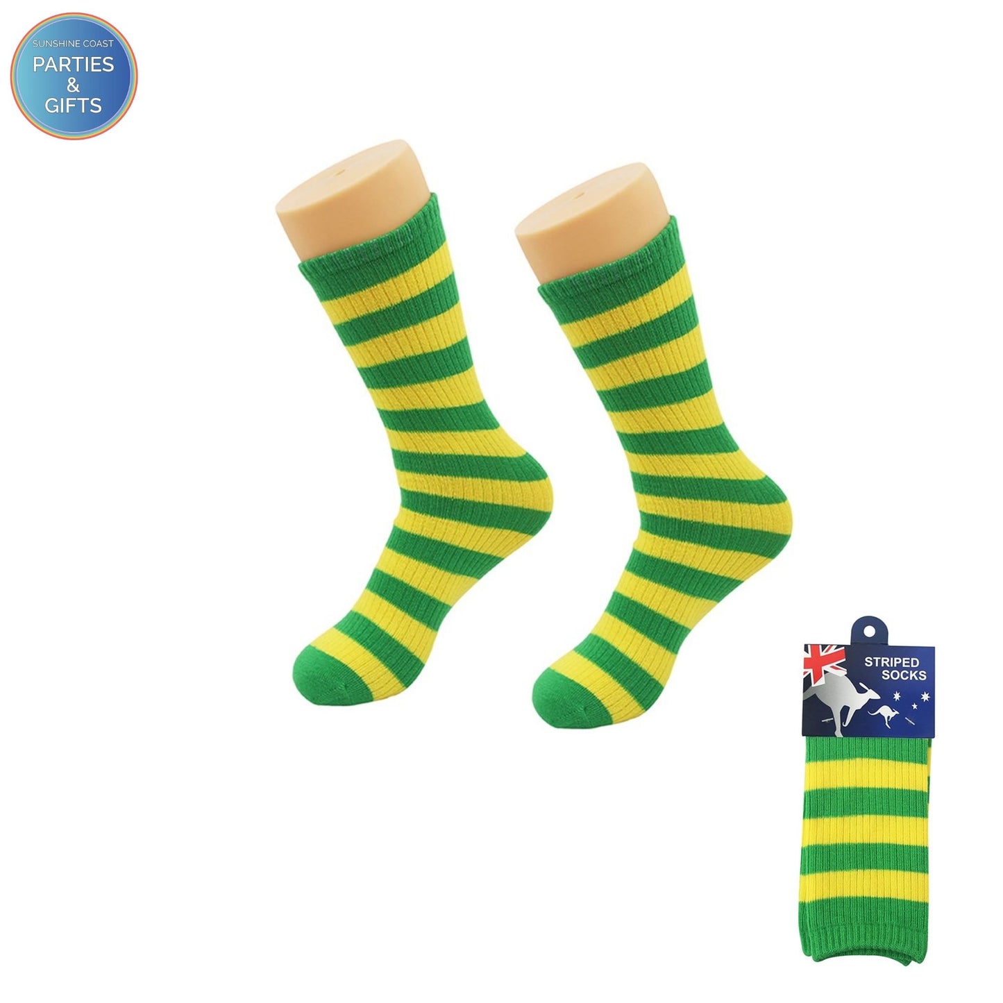 GREEN & GOLD KNEE HIGH STRIPED SOCKS