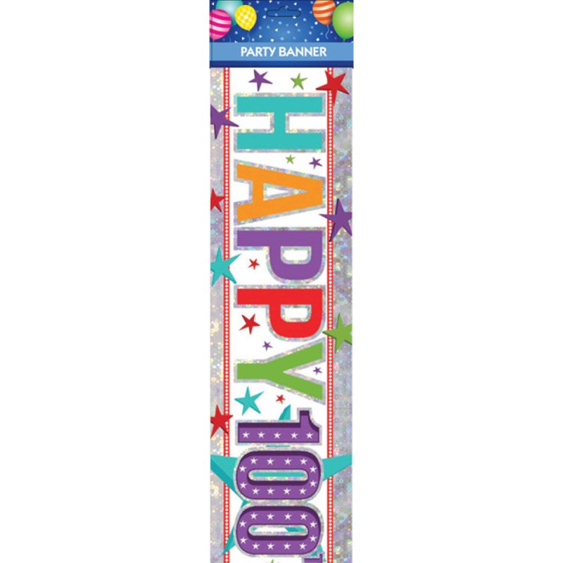HAPPY BIRTHDAY 100TH FOIL BANNER - 2.7M
