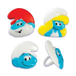 SMURFS CUPCAKE RINGS - PACK OF 12