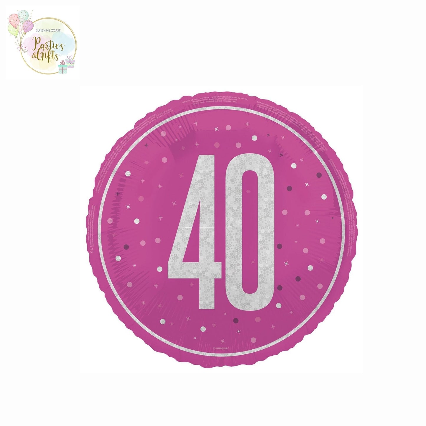 PINK 40TH BIRTHDAY FOIL BALLOON - 45.7CM
