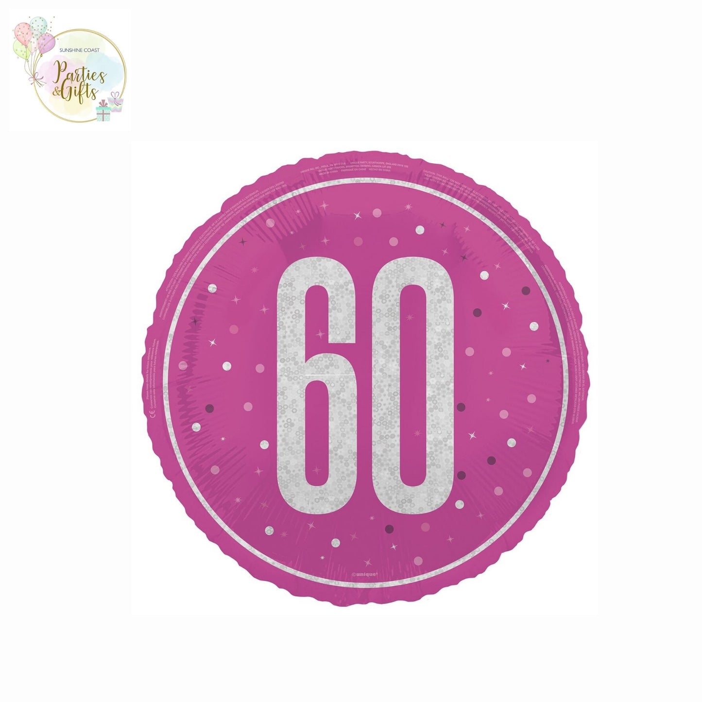 PINK 60TH BIRTHDAY FOIL BALLOON - 45.7CM