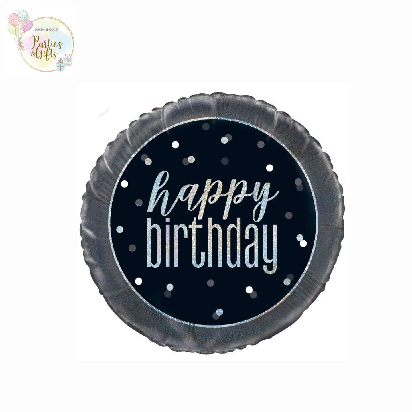 BLACK & SILVER HAPPY BIRTHDAY FOIL BALLOON - 45CM