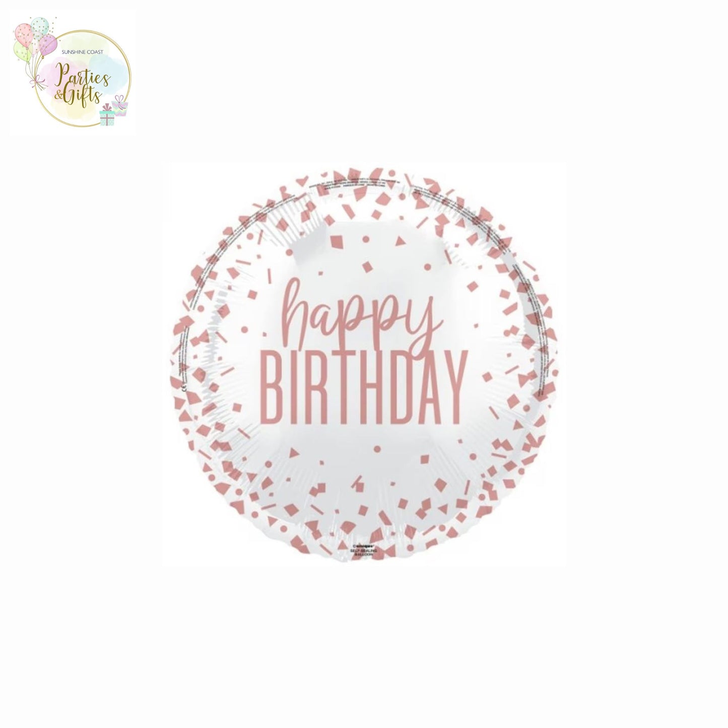 ROSE GOLD CONFETTI HAPPY BIRTHDAY FOIL BALLOON - 45CM