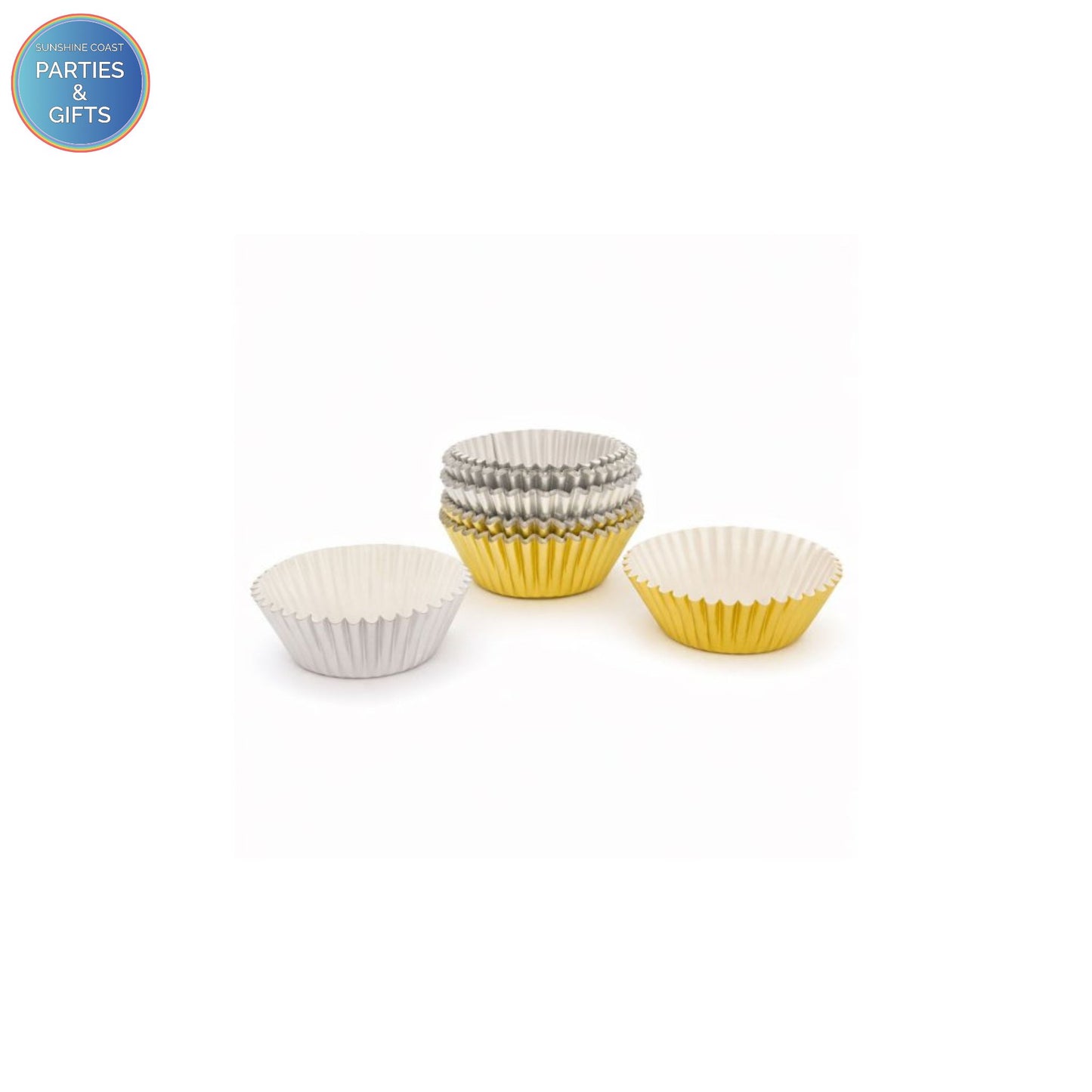 METALLIC GOLD & SILVER CUPCAKE BAKING CUPS - PACK OF 100