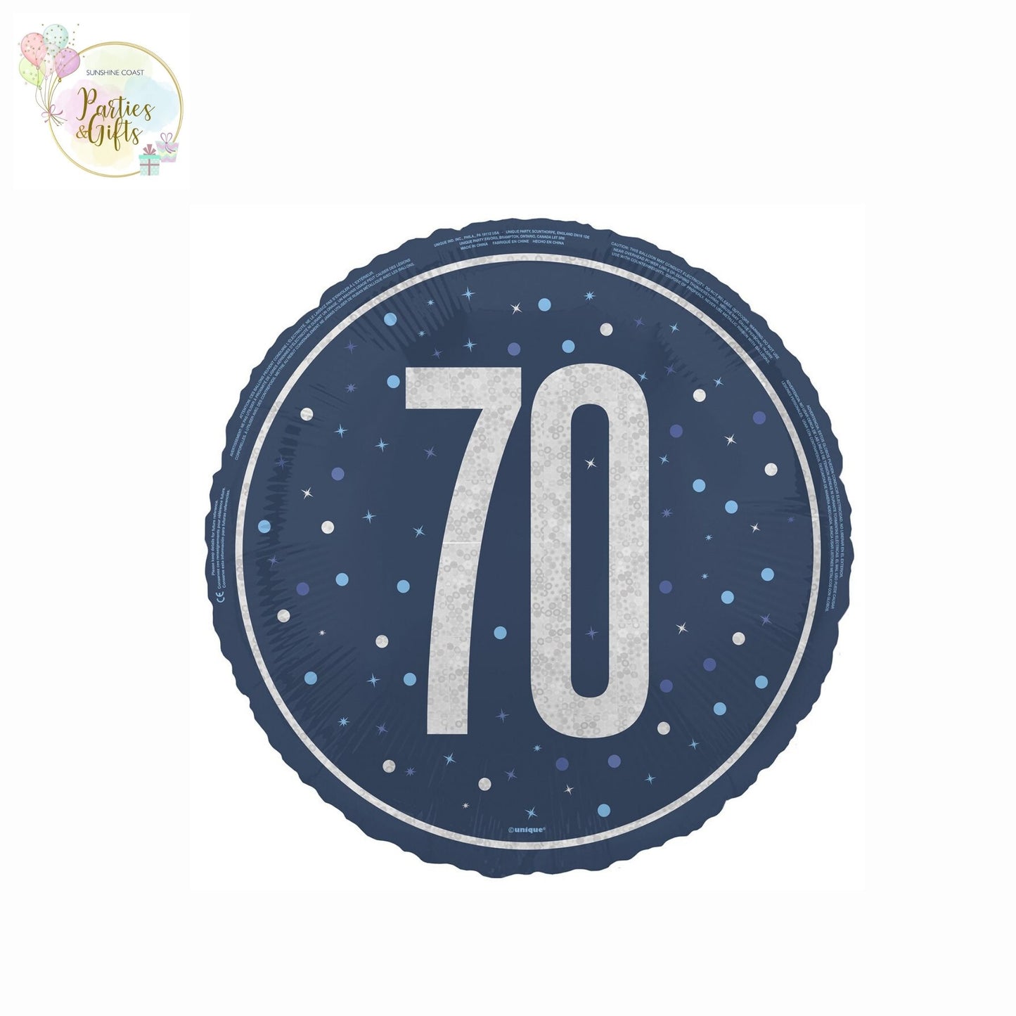 BLUE 70TH BIRTHDAY FOIL BALLOON - 45.7CM