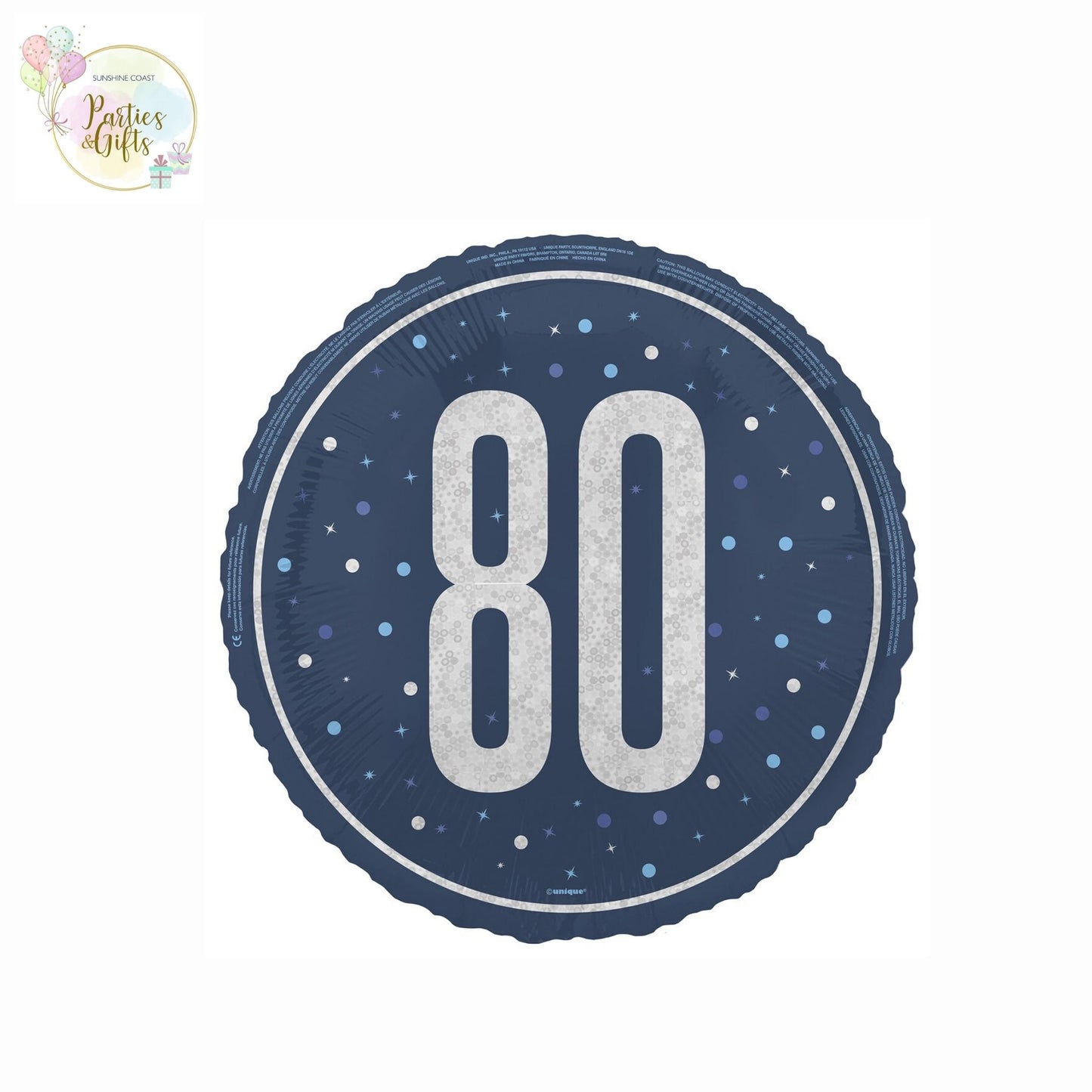 BLUE 80TH BIRTHDAY FOIL BALLOON - 45.7CM