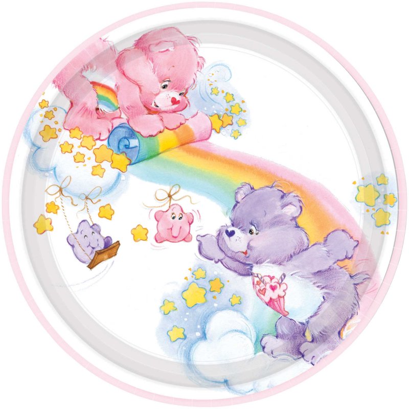 CARE BEARS ROUND PAPER PLATES 23CM - PACK OF 8