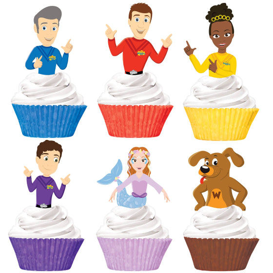 THE WIGGLES CUPCAKE CASES AND PICKS - 24 PACK