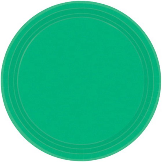 FESTIVE GREEN PAPER PLATES 23CM ROUND - PACK OF 20