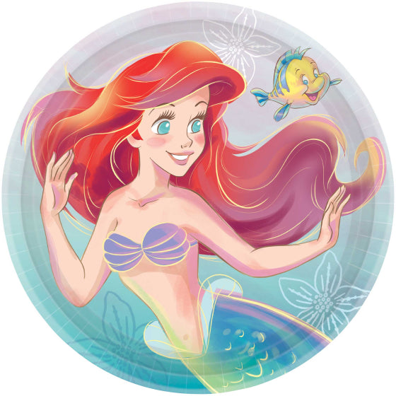 DISNEY PRINCESS THE LITTLE MERMAID ROUND PAPER DINNER PLATES 23CM - PACK OF 8