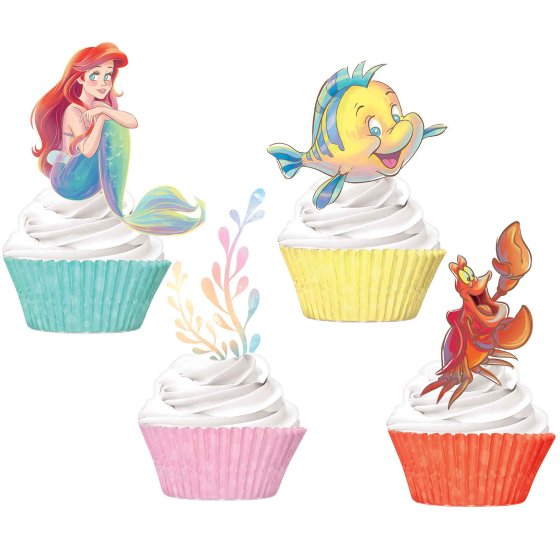 DISNEY PRINCESS THE LITTLE MERMAID CUPCAKE CASES AND PICKS - 24 PACK