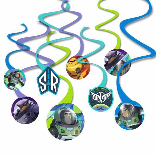 BUZZ LIGHTYEAR BIRTHDAY HANGING SWIRL DECORATIONS - 12 PIECES