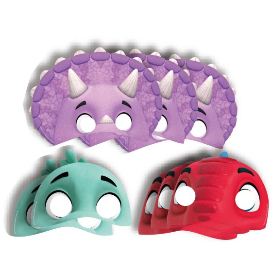 DINO RANCH PAPER MASKS - PACK OF 8