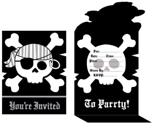 PIRATE BIRTHDAY INVITATION SET - PACK OF 8
