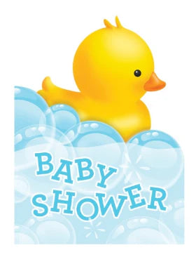 BABY SHOWER BUBBLE BATH DUCK INVITATION SET - PACK OF 8