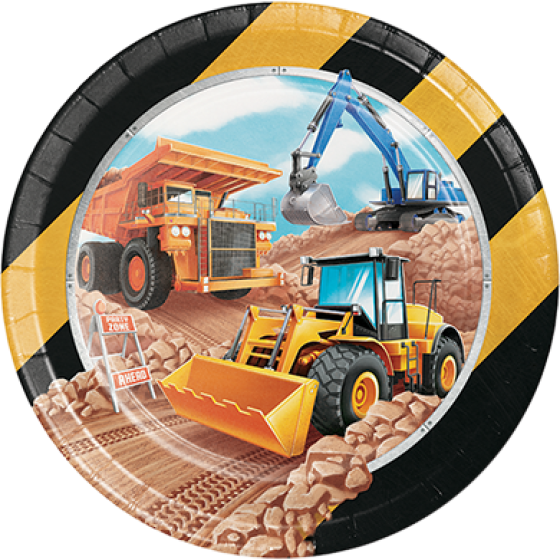 BIG DIG CONSTRUCTION ROUND DINNER PLATES 22.2CM - PACK OF 8