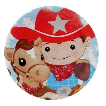 COWBOY ROUND PAPER PLATES 23CM - PACK OF 8