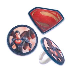 SUPERMAN CUPCAKE RINGS - PACK OF 12