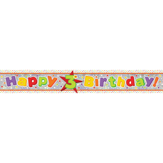 HAPPY BIRTHDAY 3RD FOIL BANNER - 2.7M