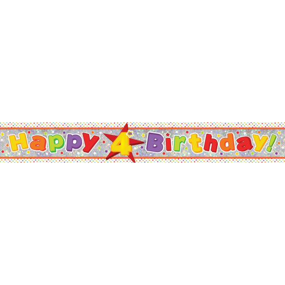 HAPPY BIRTHDAY 4TH FOIL BANNER - 2.7M