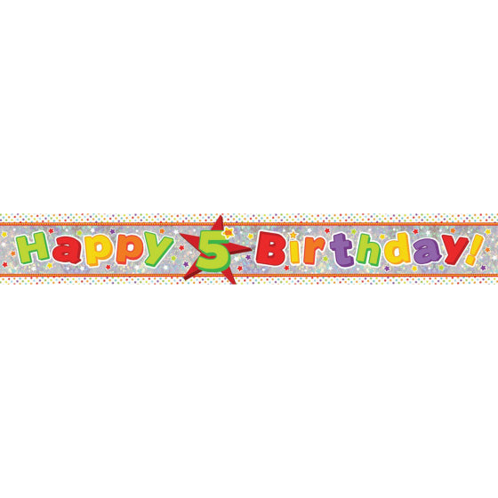 HAPPY BIRTHDAY 5TH FOIL BANNER - 2.7M