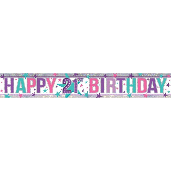 HAPPY BIRTHDAY 21ST FOIL BANNER - 2.7M