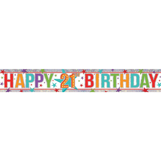 HAPPY BIRTHDAY 21ST FOIL BANNER - 2.7M