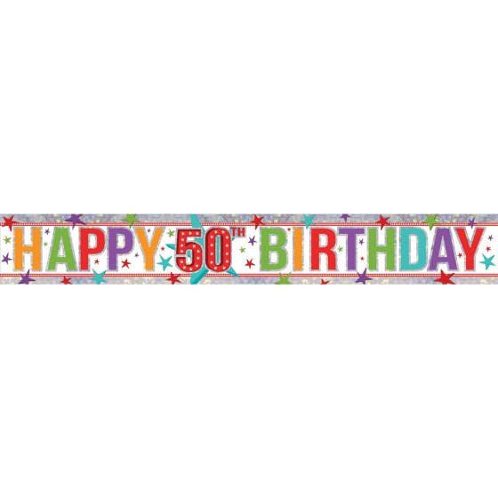 HAPPY BIRTHDAY 50TH FOIL BANNER - 2.7M