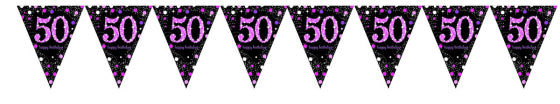PINK CELEBRATION 50TH BIRTHDAY BUNTING - 4M