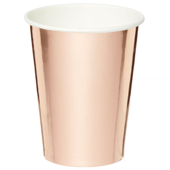 AMSCAN ROSE GOLD 250ML PAPER CUPS - PACK OF 8