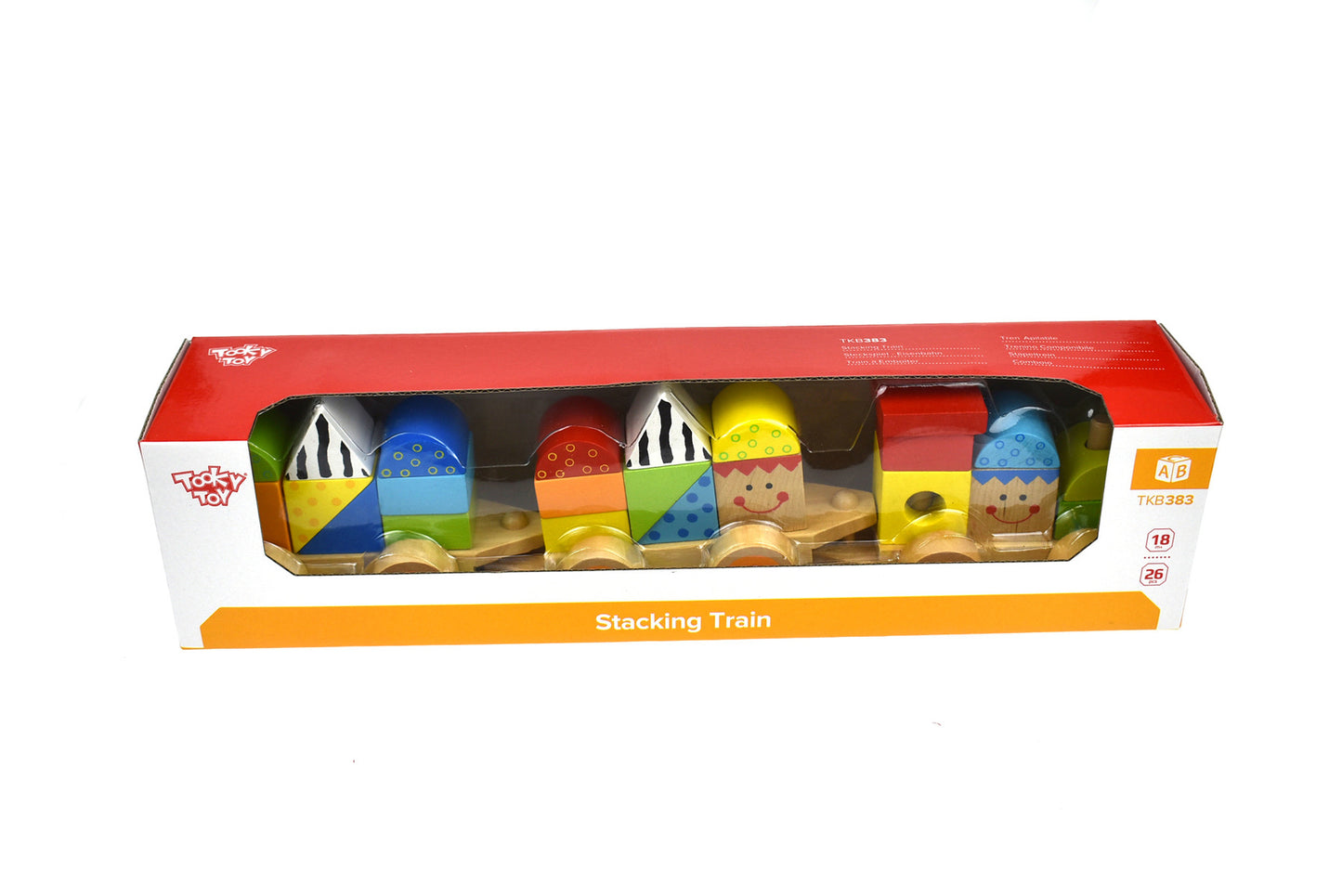 TOOKY TOY WOODEN STACKING TRAIN - 26 PIECES