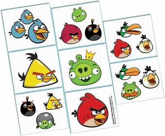 ANGRY BIRDS TEMPORARY TATTOOS - PACK OF 16