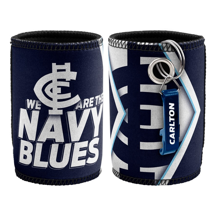 AFL CARLTON BLUES CAN COOLER WITH BOTTLE OPENER