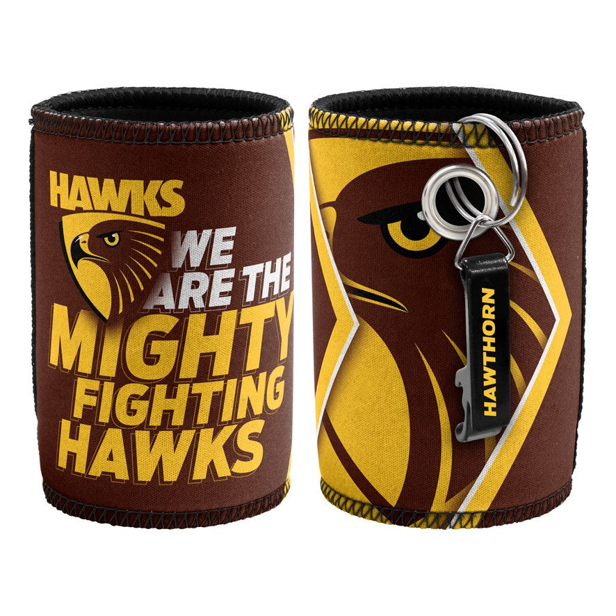 AFL HAWTHORN HAWKS CAN COOLER WITH BOTTLE OPENER