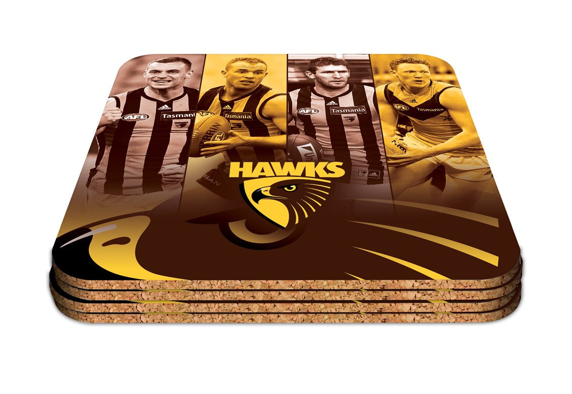 AFL HAWTHORN HAWKS PLAYER COASTER SET - PACK OF 4
