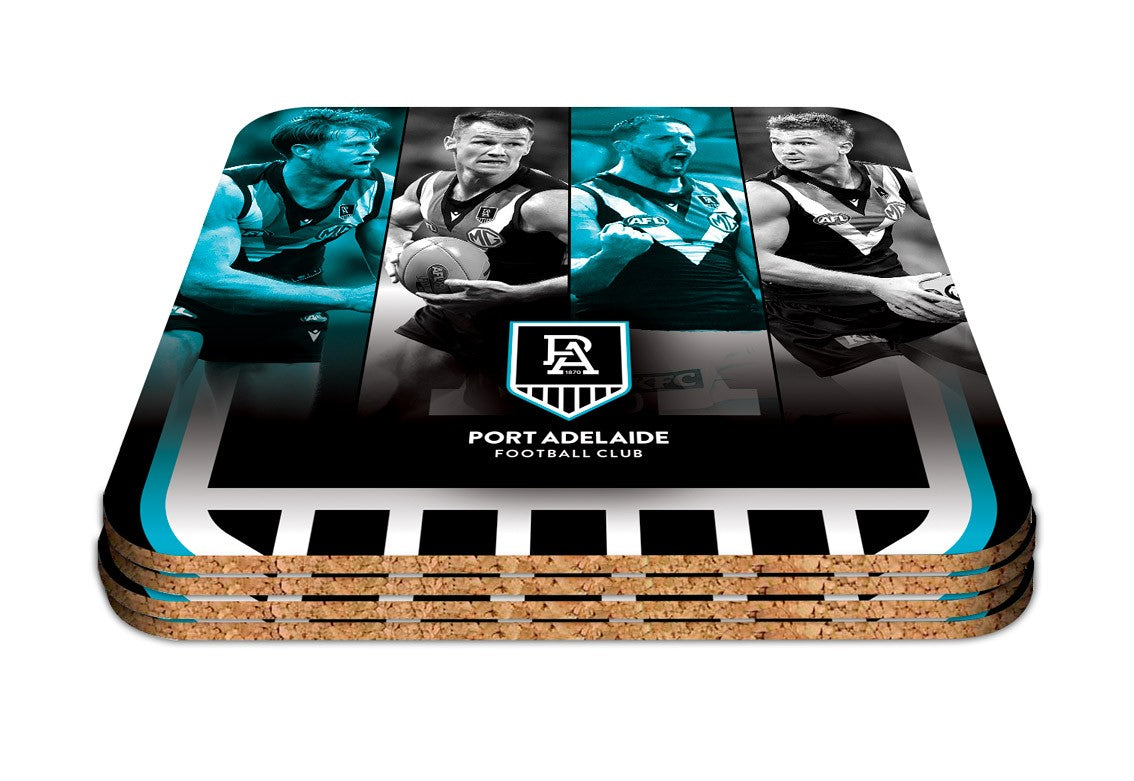AFL PORT ADELAIDE POWER PLAYER COASTER SET - PACK OF 4