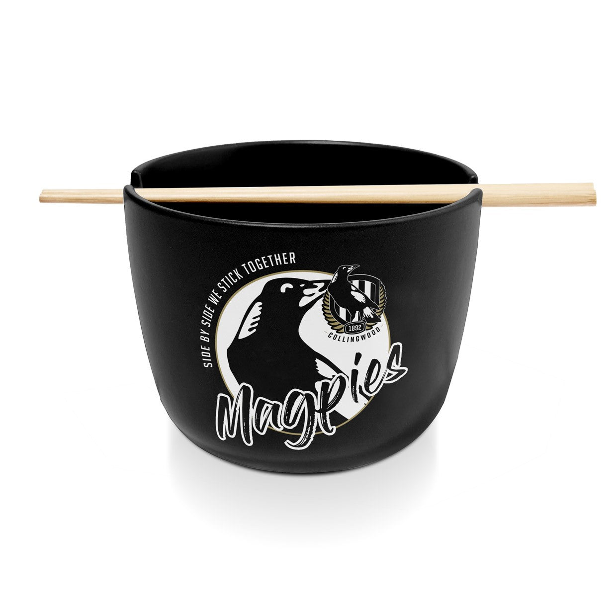 AFL CERAMIC NOODLE BOWL WITH CHOPSTICKS - COLLINGWOOD MAGPIES
