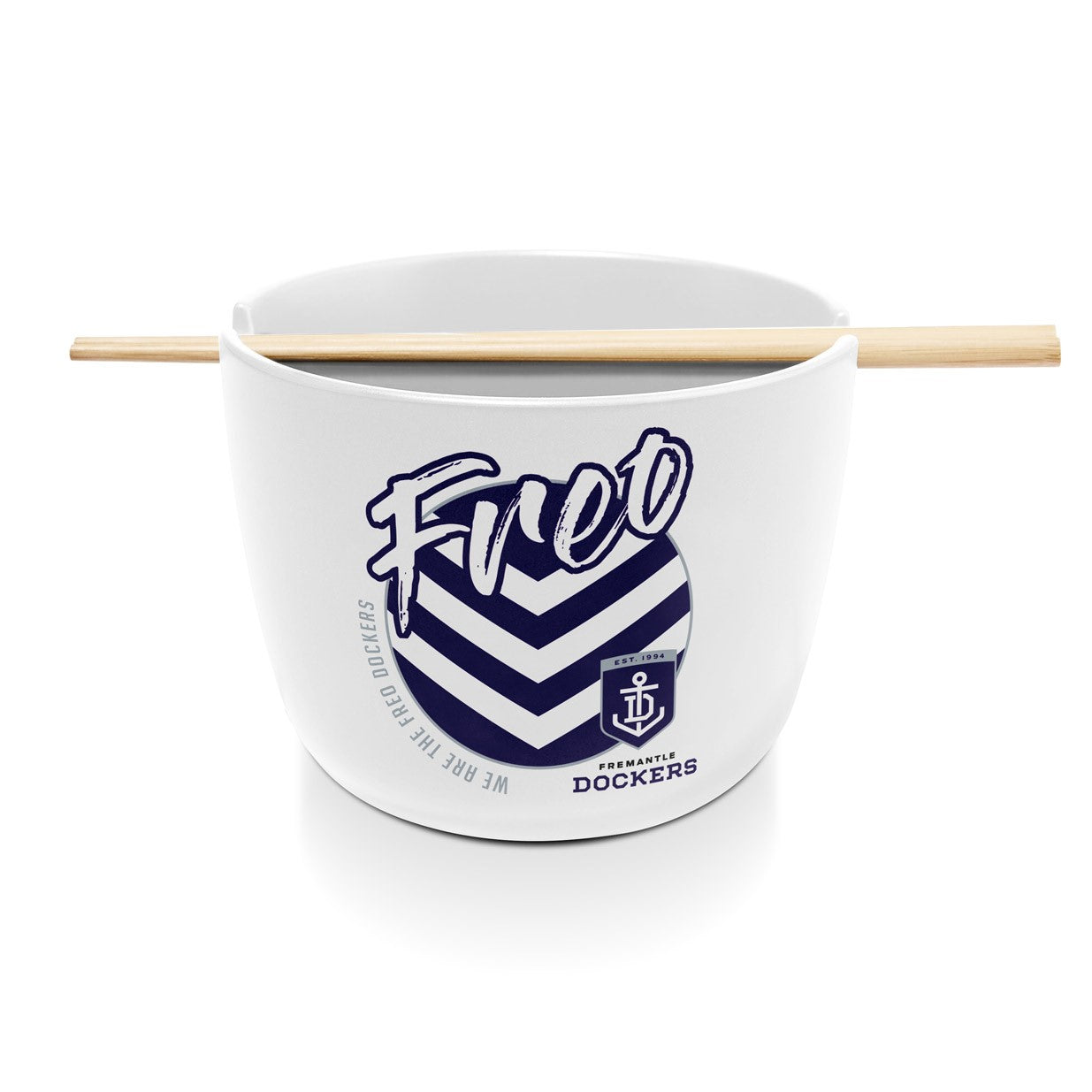 AFL CERAMIC NOODLE BOWL WITH CHOPSTICKS - FREMANTLE DOCKERS