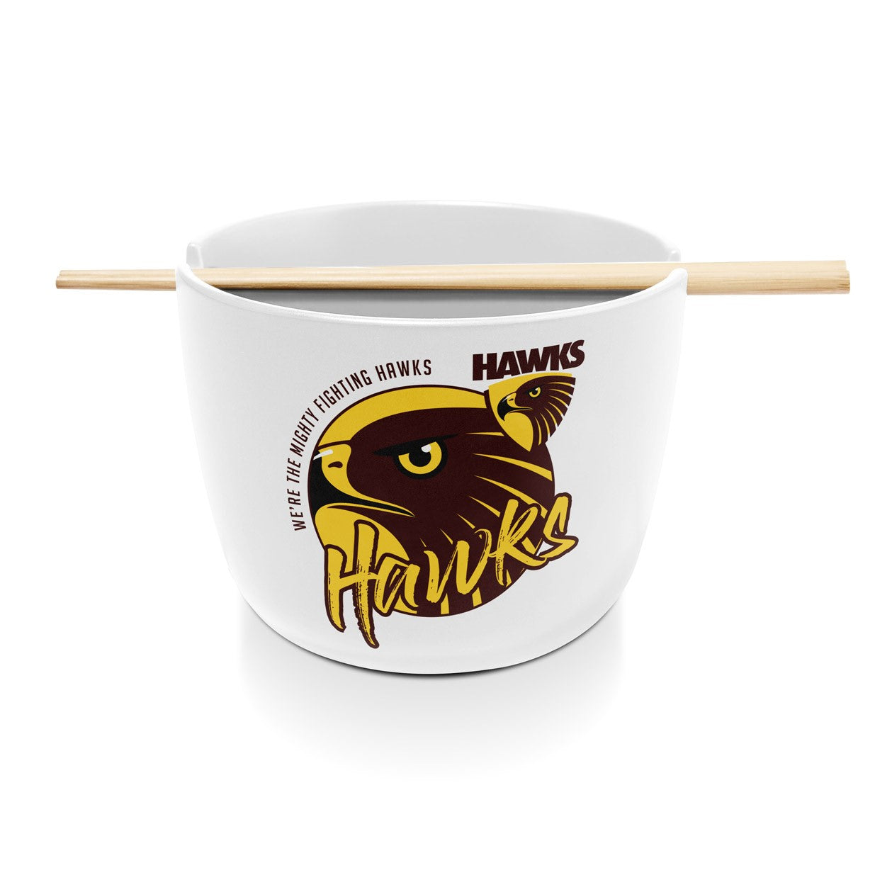 AFL CERAMIC NOODLE BOWL WITH CHOPSTICKS - HAWTHORN HAWKS