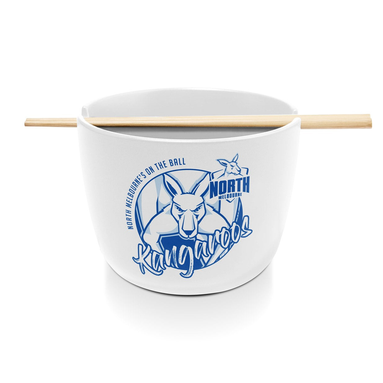 AFL CERAMIC NOODLE BOWL WITH CHOPSTICKS - NORTH MELBOURNE KANGAROOS
