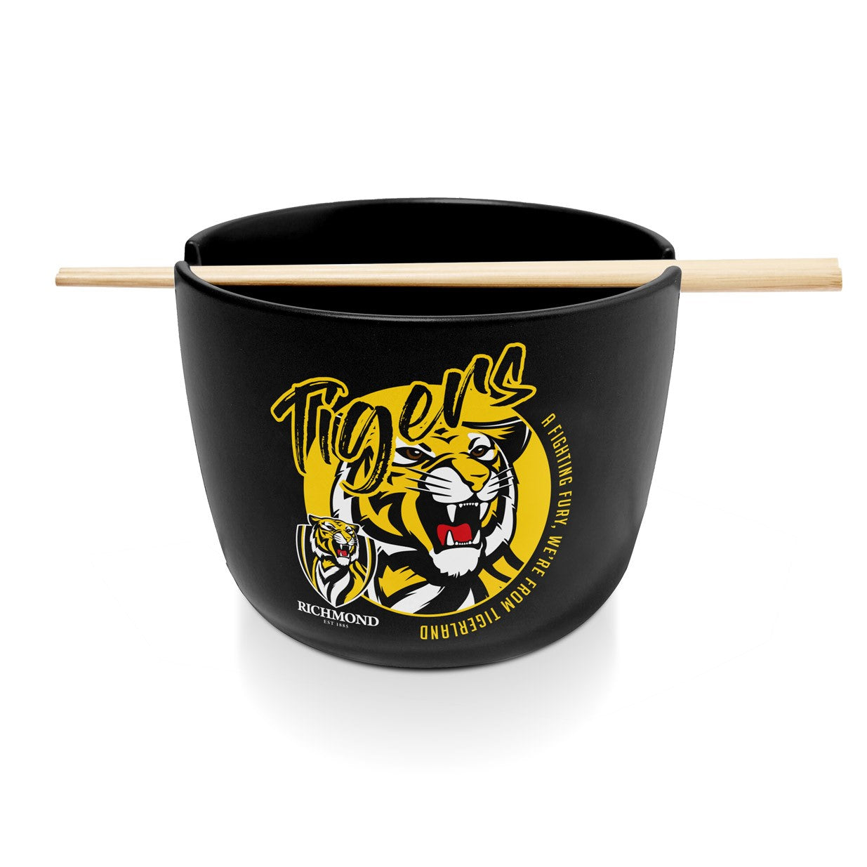 AFL CERAMIC NOODLE BOWL WITH CHOPSTICKS - RICHMOND TIGERS