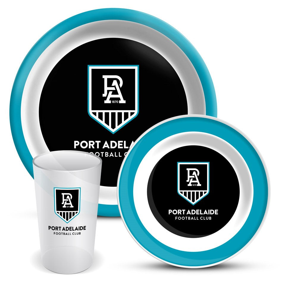 AFL 3 PIECE MELAMINE DINNER SET - PORT ADELAIDE POWER