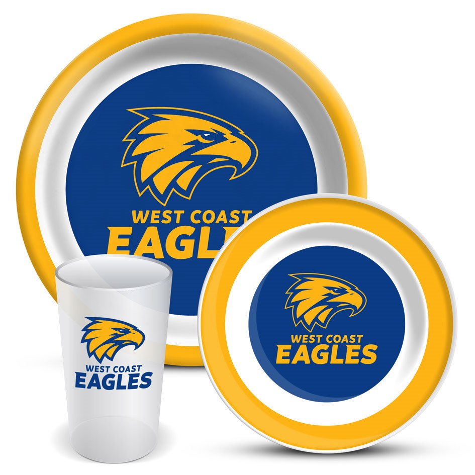 AFL 3 PIECE MELAMINE DINNER SET - WEST COAST EAGLES