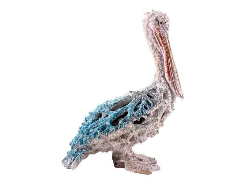 STANDING PELICAN WITH CORAL ORNAMENT - 35CM