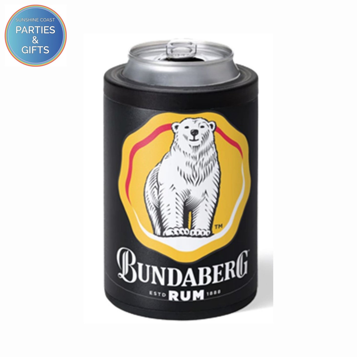 BUNDABERG RUM BUNDY BEAR FACE BLACK INSULATED CAN COOLER