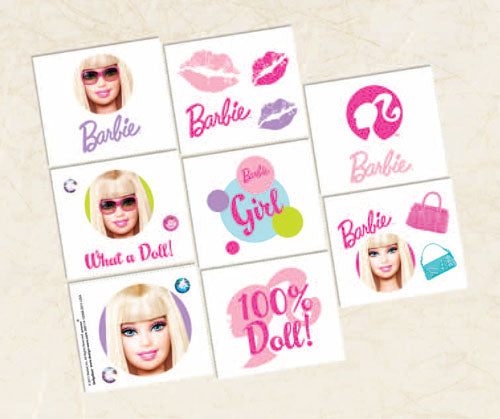 BARBIE TEMPORARY TATTOOS - PACK OF 16
