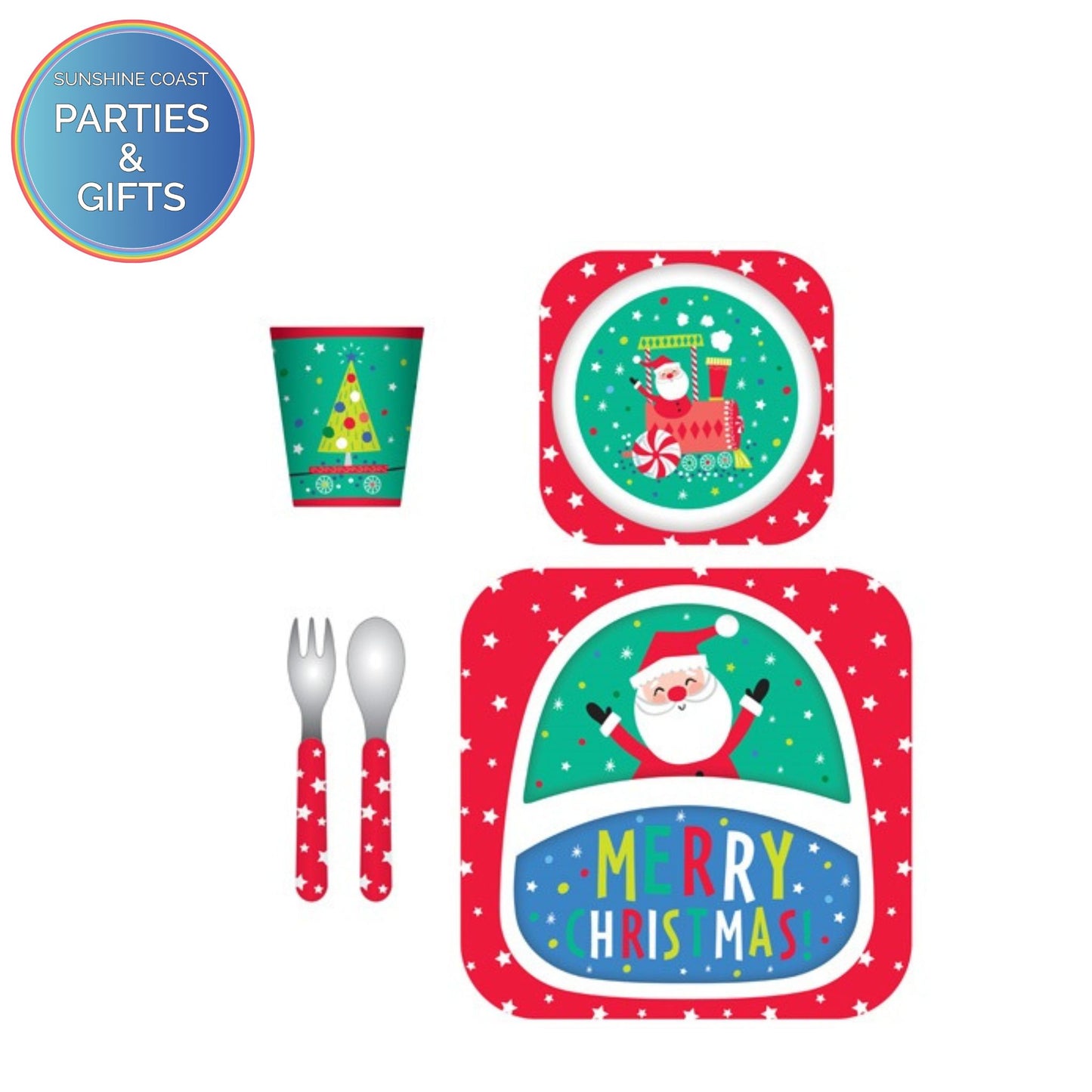CHRISTMAS FRANKIE & ME KIDS TABLEWARE BAMBOO SET - 5 PIECE SET - SANTA